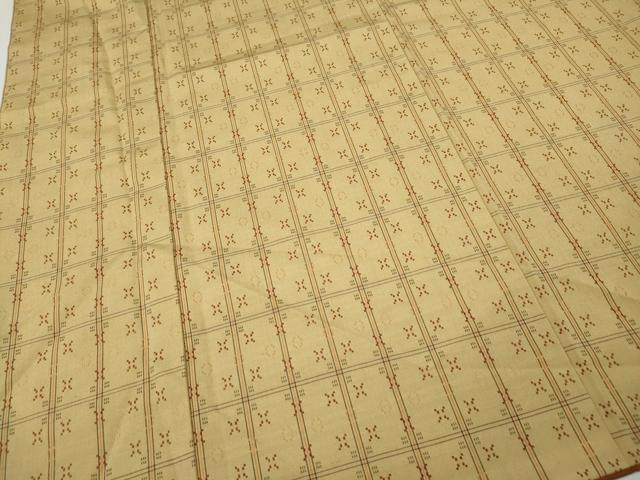 平和屋着物●上質な紬 花織 格子吉祥文 正絹 逸品 CABH9716ut