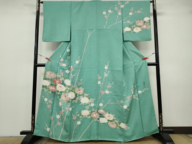 平和屋着物●京友禅の第一人者 松井青々 訪問着 駒刺繍 枝花文 金彩 正絹 逸品 CABH9717ut