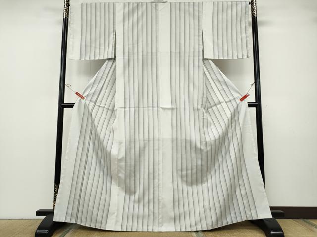 平和屋着物●上質なお召 間道 正絹 逸品 CABH9720ut