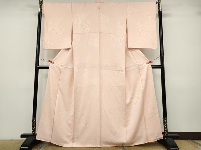 平和屋着物●上質な色無地 切嵌花唐草吉祥地紋 虹色 正絹 逸品 CABH9723ut