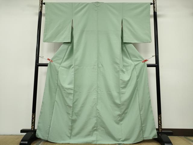 平和屋着物●上質な色無地 白緑色 正絹 逸品 CABH9724ut