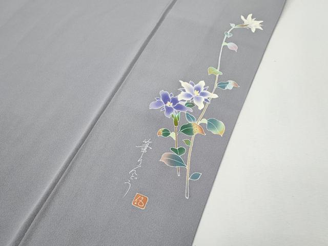 平和屋着物●上質な色無地 牡丹鼠色 正絹 逸品 未使用 CABH9732ut