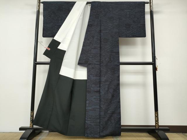 平和屋着物●結城紬 80亀甲 雲重ね吉祥花文 正絹 逸品 CABH9734ut