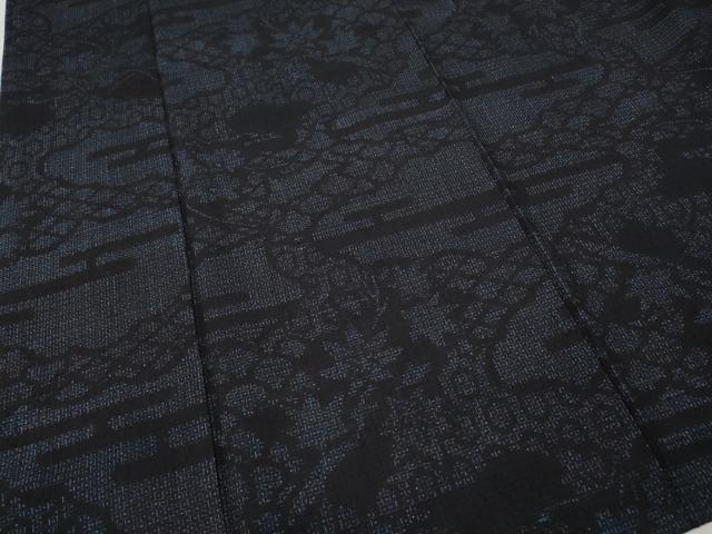 平和屋着物●結城紬 80亀甲 雲重ね吉祥花文 正絹 逸品 CABH9734ut