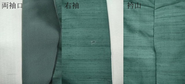 平和屋着物●上質な紬 色無地 機音 吉祥苑 青竹色 反端付き 正絹 逸品 CABH9750ut