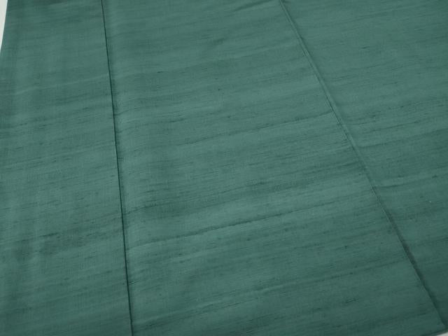 平和屋着物●上質な紬 色無地 機音 吉祥苑 青竹色 反端付き 正絹 逸品 CABH9750ut