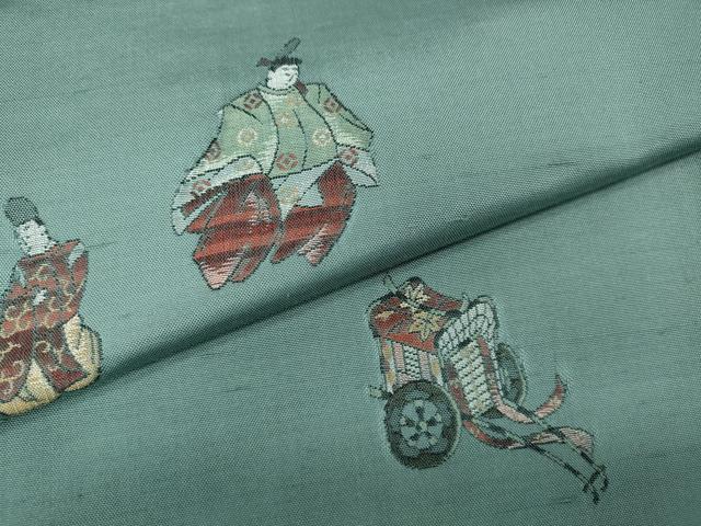 平和屋着物●京の名門・菱屋六右ェ門 紬 十二単 几帳人物御所車 正絹 逸品 CABH9760ut