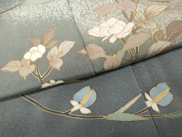 平和屋着物●訪問着 枝花文 暈し染め 金彩 正絹 逸品 CABH9767ut