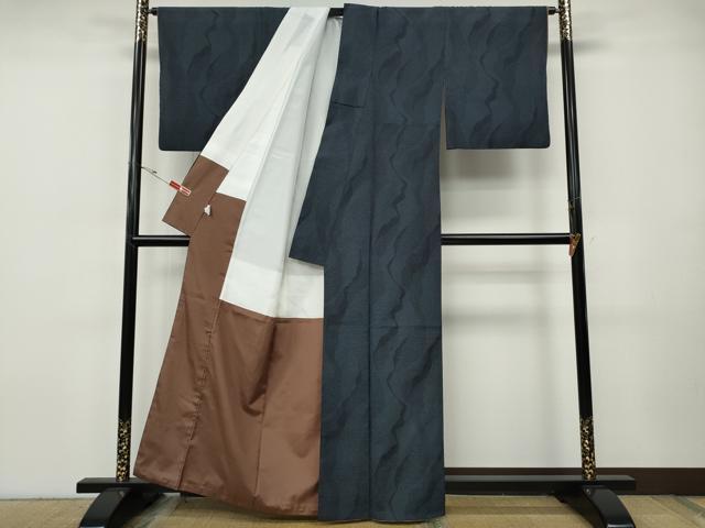 平和屋着物●本塩沢 110亀甲 道長吉祥文 正絹 逸品 CABH9772ut