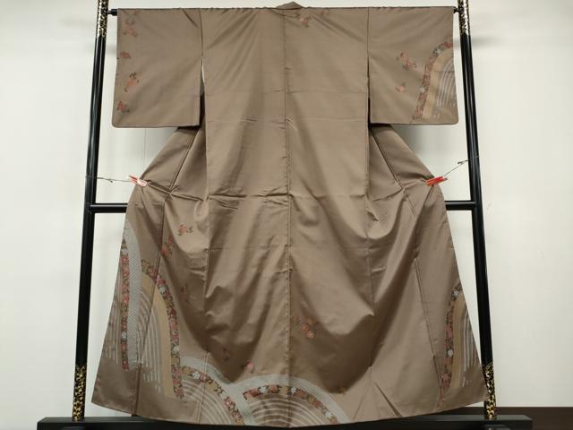 平和屋着物●訪問着 本場縞大島紬 刺繍 舞花鹿の子文 金彩 正絹 逸品 CABH9775ut