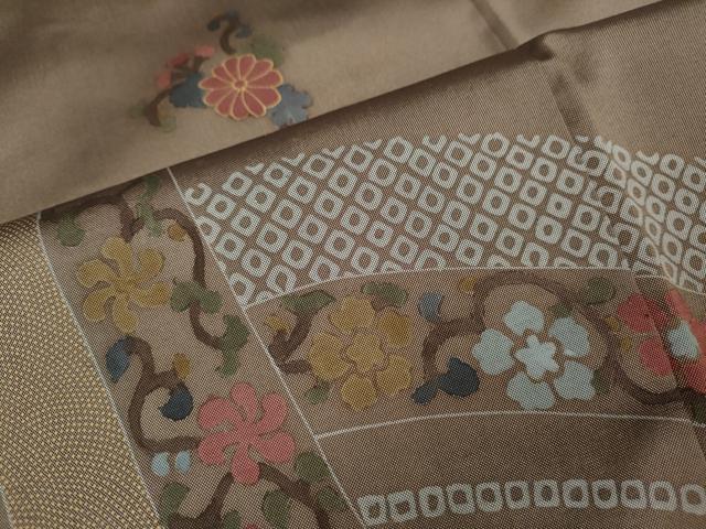 平和屋着物●訪問着 本場縞大島紬 刺繍 舞花鹿の子文 金彩 正絹 逸品 CABH9775ut