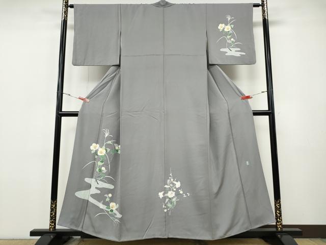 平和屋着物●訪問着 友禅 作家物 流水枝花文 正絹 逸品 CABH9786ut