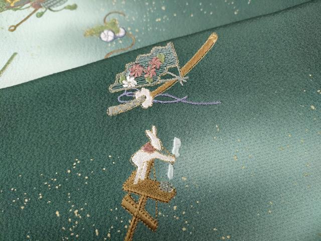 平和屋着物●訪問着 刺繍 兜 玩具 動物 暈し染め 金彩 正絹 逸品 CABH9789ut