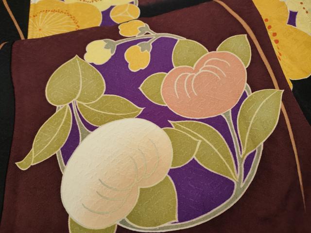 平和屋着物●豪華振袖 立涌花丸文 暈し染め 黒地 正絹 逸品 CABH9791ut