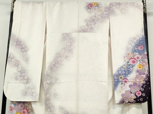 平和屋着物●豪華振袖 刺繍 舞花鞠文 暈し染め 金彩 京都きもの友禅扱い 正絹 逸品 CABH9792ut