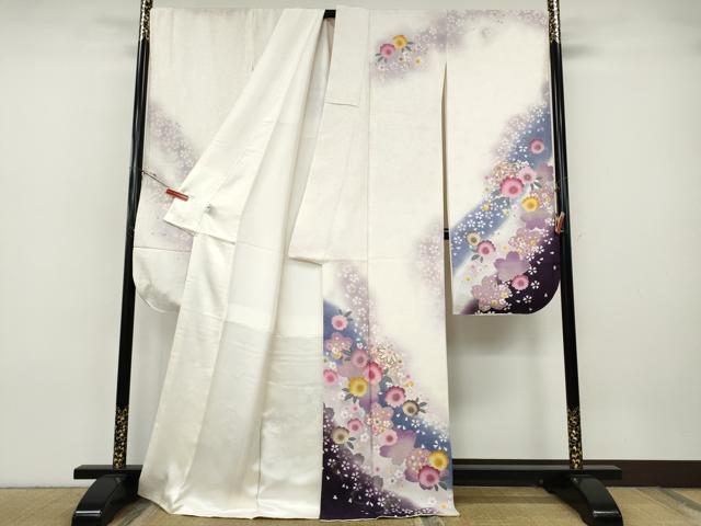 平和屋着物●豪華振袖 刺繍 舞花鞠文 暈し染め 金彩 京都きもの友禅扱い 正絹 逸品 CABH9792ut
