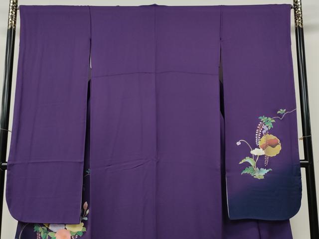平和屋着物●豪華振袖 手描き 雪輪花文 暈し染め 金彩 正絹 逸品 CABH9794ut