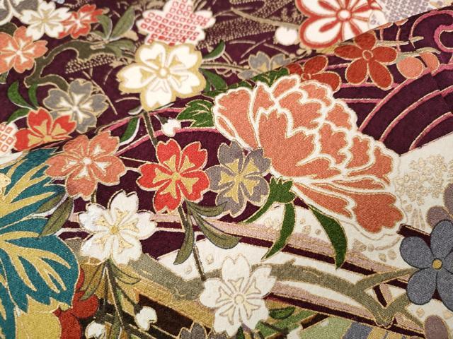 平和屋着物●豪華振袖 駒刺繍 エ霞渡橋花車文 金銀彩 正絹 逸品 CABH9795ut