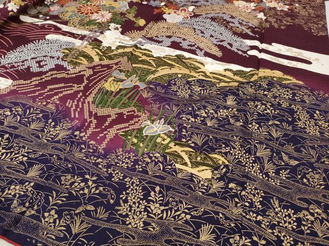 平和屋着物●豪華振袖 駒刺繍 エ霞渡橋花車文 金銀彩 正絹 逸品 CABH9795ut