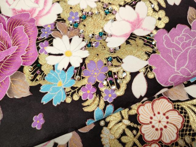 平和屋着物●豪華振袖 刺繍 ラインストーン 舞花文 暈し染め 金銀彩 正絹 逸品 CABH9800ut