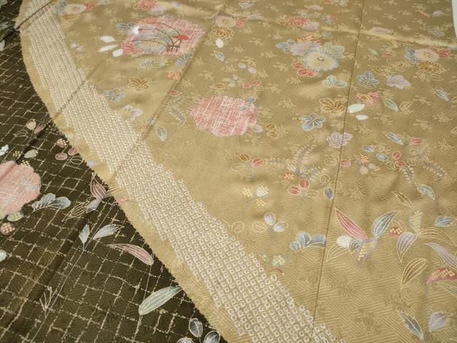 平和屋着物●訪問着 駒刺繍 絞り 草花文 金彩 鈴乃屋扱い 正絹 逸品 CABH9813ut