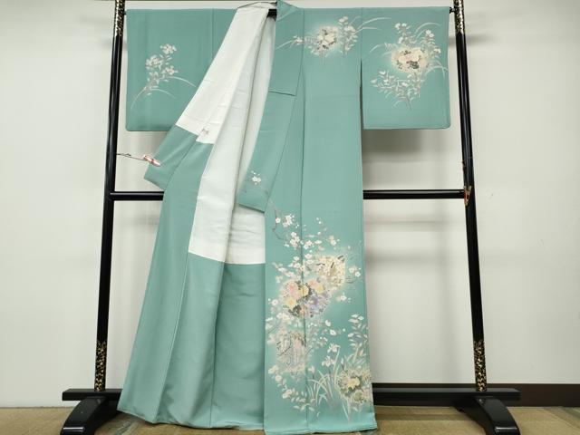 平和屋着物●訪問着 友禅 草花文 正絹 逸品 CABH9814ut