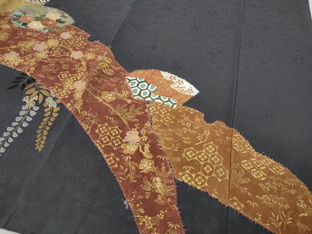 平和屋着物●訪問着 駒刺繍 絞り 地紙花文 金彩 正絹 逸品 CABH9815ut