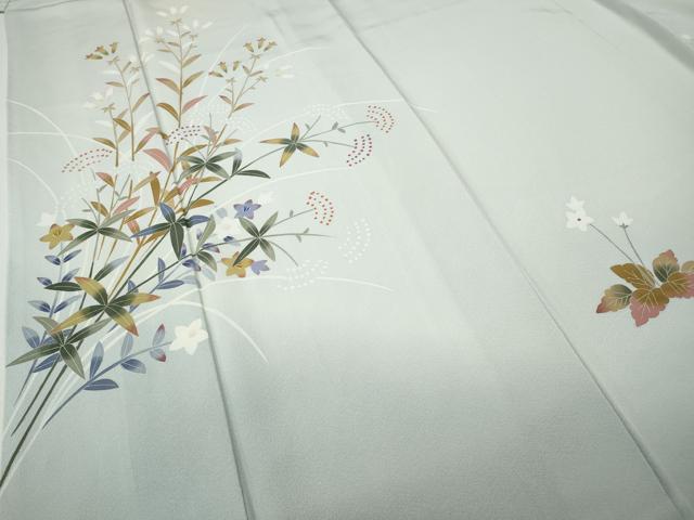 平和屋着物●本加賀友禅作家 金丸充夫 訪問着 草花文 暈し染め 正絹 逸品 CABH9816ut