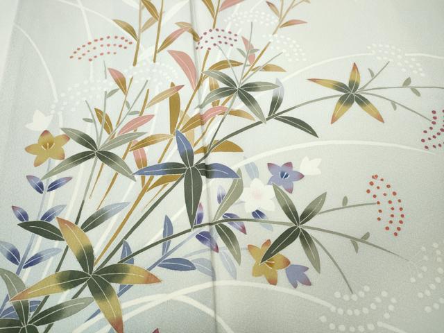 平和屋着物●本加賀友禅作家 金丸充夫 訪問着 草花文 暈し染め 正絹 逸品 CABH9816ut