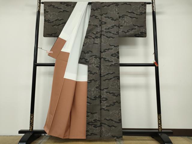 平和屋着物●本場大島紬 7マルキ 草花文 正絹 逸品 CABH9824ut