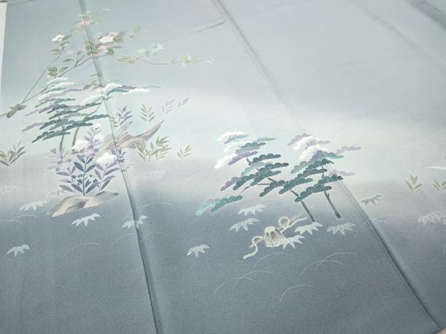 平和屋着物●訪問着 友禅 風景船草花文 暈し染め 正絹 逸品 CABH9826ut