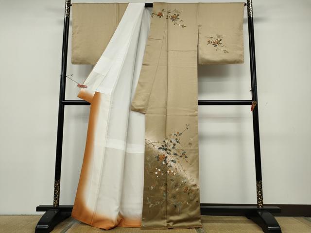平和屋着物●訪問着 草花文 暈し染め 金銀彩 正絹 逸品 CABH9828ut