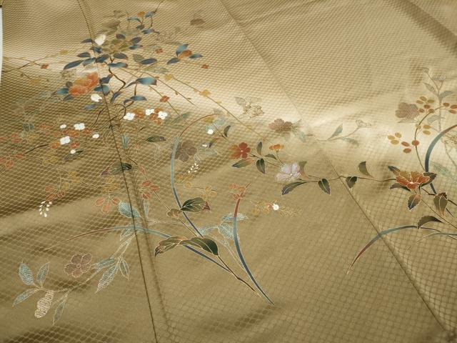 平和屋着物●訪問着 草花文 暈し染め 金銀彩 正絹 逸品 CABH9828ut