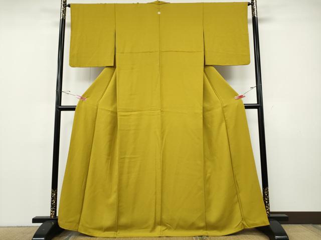 平和屋着物●上質な色無地 舞花地紋 金色 正絹 逸品 CABH9829ut