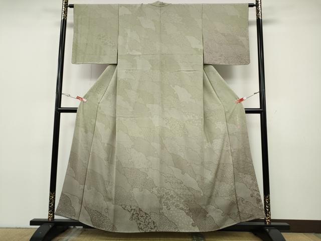 平和屋着物●伝統工芸士 砂川健一 訪問着 江戸小紋 雪輪寄せ小紋柄 暈し染め 正絹 逸品 未使用 CABH9832ut