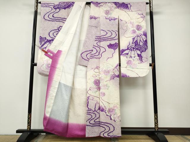 平和屋着物●豪華振袖 駒刺繍 絞り 流線扇面花文 暈し染め 金銀糸 やまと誂製 正絹 逸品 CABH9843ut