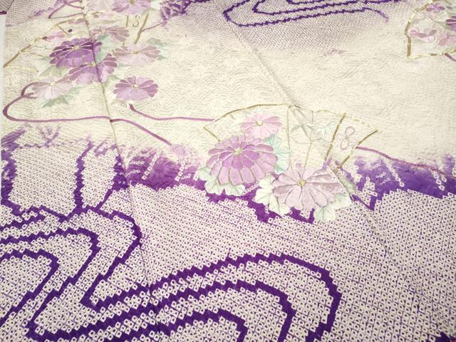 平和屋着物●豪華振袖 駒刺繍 絞り 流線扇面花文 暈し染め 金銀糸 やまと誂製 正絹 逸品 CABH9843ut