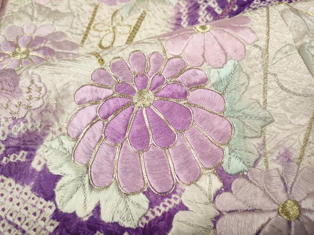 平和屋着物●豪華振袖 駒刺繍 絞り 流線扇面花文 暈し染め 金銀糸 やまと誂製 正絹 逸品 CABH9843ut