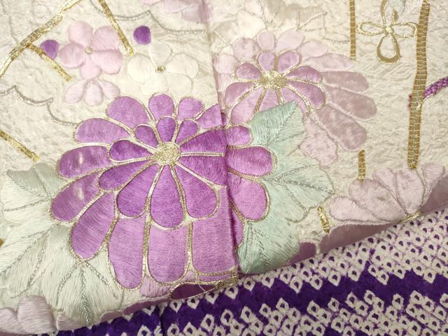 平和屋着物●豪華振袖 駒刺繍 絞り 流線扇面花文 暈し染め 金銀糸 やまと誂製 正絹 逸品 CABH9843ut