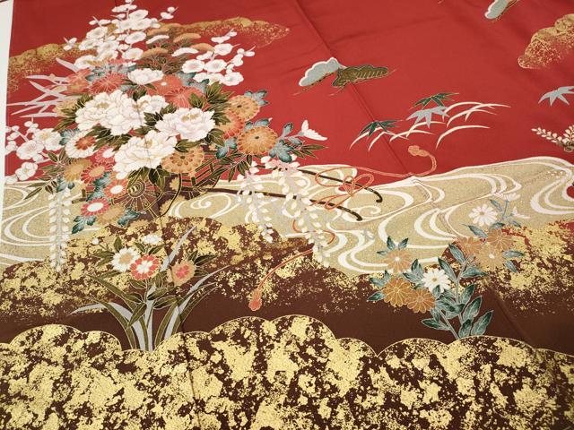 平和屋着物●豪華振袖 花車文 金彩 正絹 逸品 CABH9845ut