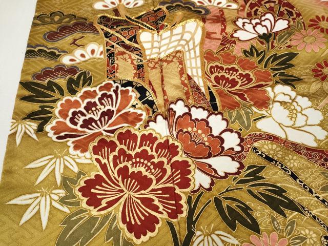 平和屋着物●豪華振袖 駒刺繍 御所車花文 暈し染め 金彩 鈴乃屋扱い 正絹 逸品 CABH9846ut