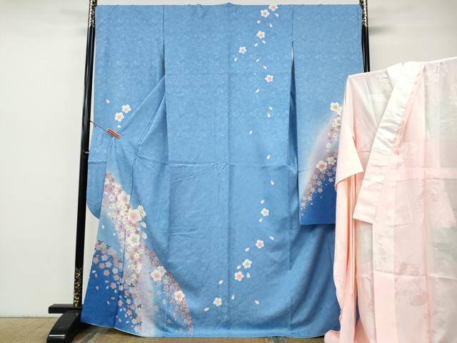 平和屋着物●豪華振袖・長襦袢セット 駒刺繍 舞花文 暈し染め 金彩 京都きもの友禅扱い 正絹 逸品 CABH9848ut