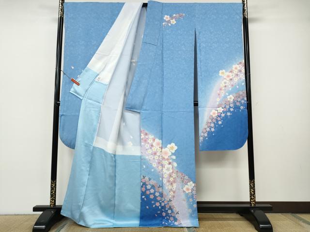 平和屋着物●豪華振袖・長襦袢セット 駒刺繍 舞花文 暈し染め 金彩 京都きもの友禅扱い 正絹 逸品 CABH9848ut