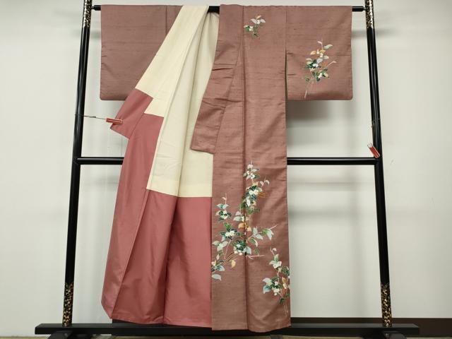 平和屋着物●訪問着 友禅 白山紬 枝花文 正絹 逸品 CABH9850ut