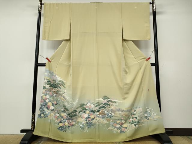 平和屋着物●十日町友禅作家 岡村蒼風 色留袖 風景草花文 伊勢丹扱い 正絹 逸品 CABH9858ut
