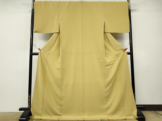 平和屋着物●上質な色無地 淡黄色 ロング丈 正絹 逸品 CABH9864ut