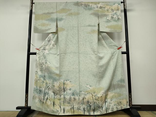 平和屋着物●訪問着 樹林文 シルエット 正絹 逸品 CABH9865ut