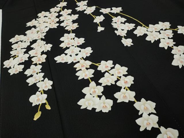 平和屋着物●日本舞踊家 岩井流宗元 岩井友見 訪問着 駒刺繍 枝垂れ花文 黒地 正絹 逸品 CABH9868ut
