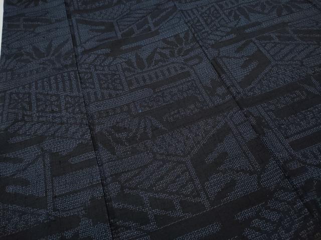 平和屋着物●結城紬 80亀甲 風景草木文 正絹 逸品 CABH9875ut