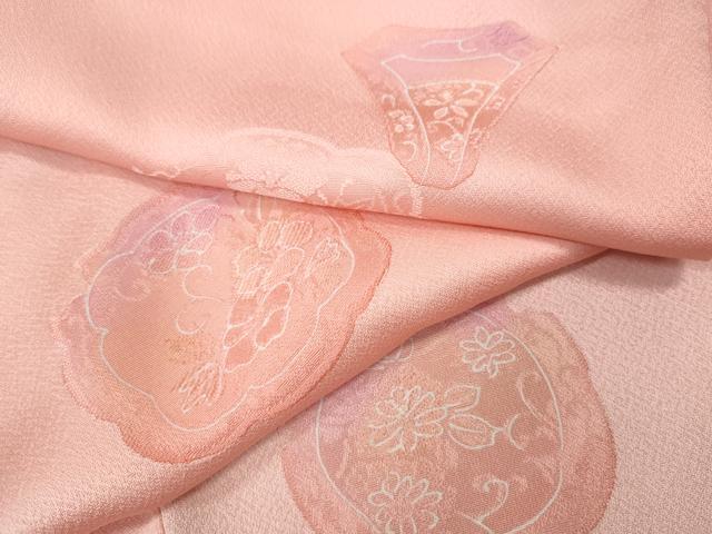 平和屋着物●上質な小紋 地紋起こし 絵皿陶器花文 正絹 逸品 CABH9877ut